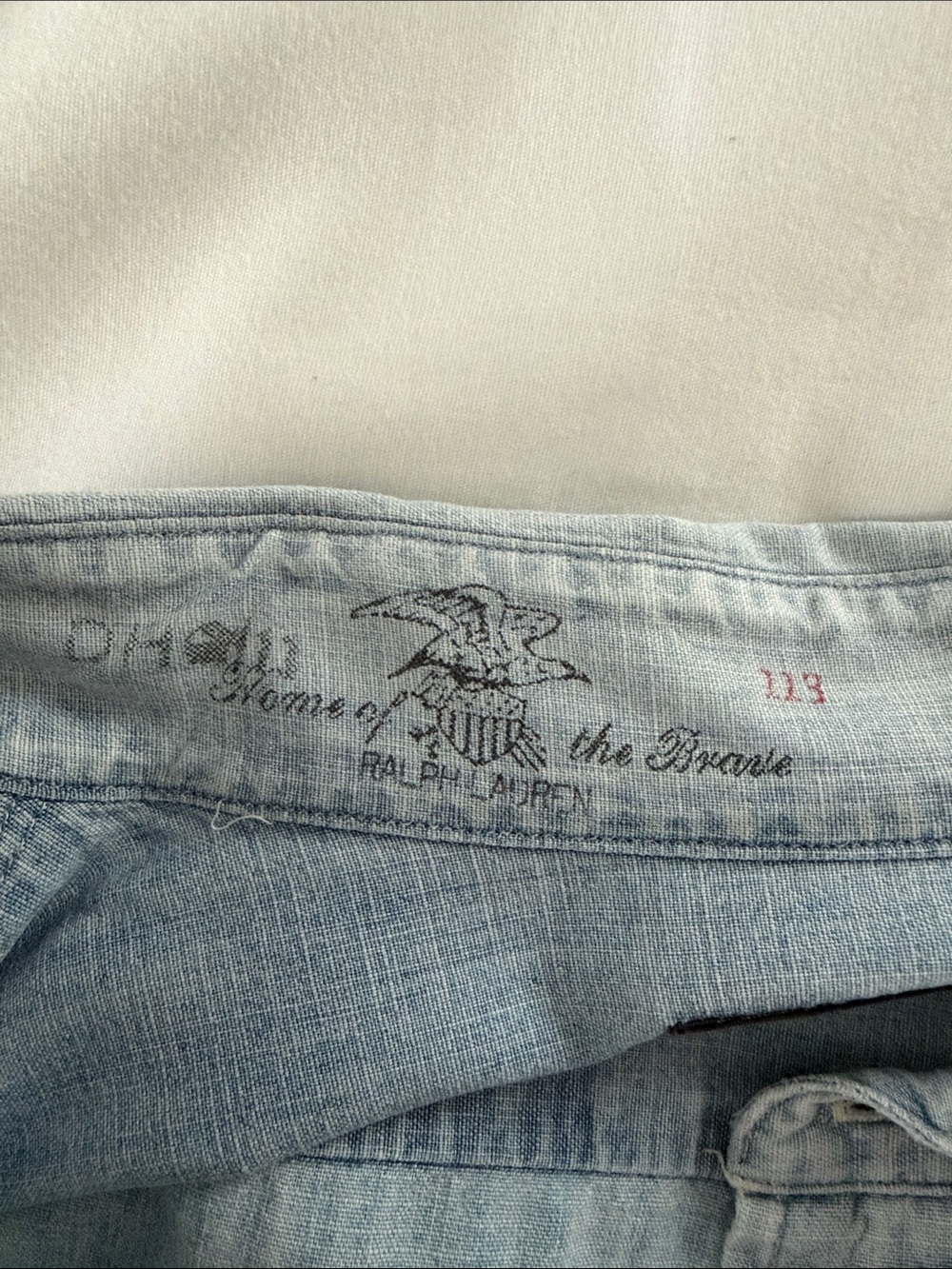 Vintage Polo Ralph Lauren Home Of The Brave Denim Shirt Embroidered Large Unisex - Picture 9 of 16